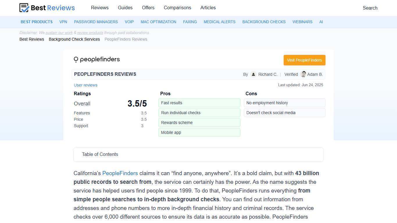 PeopleFinders Reviews 2026 by Experts & Users - Best Reviews